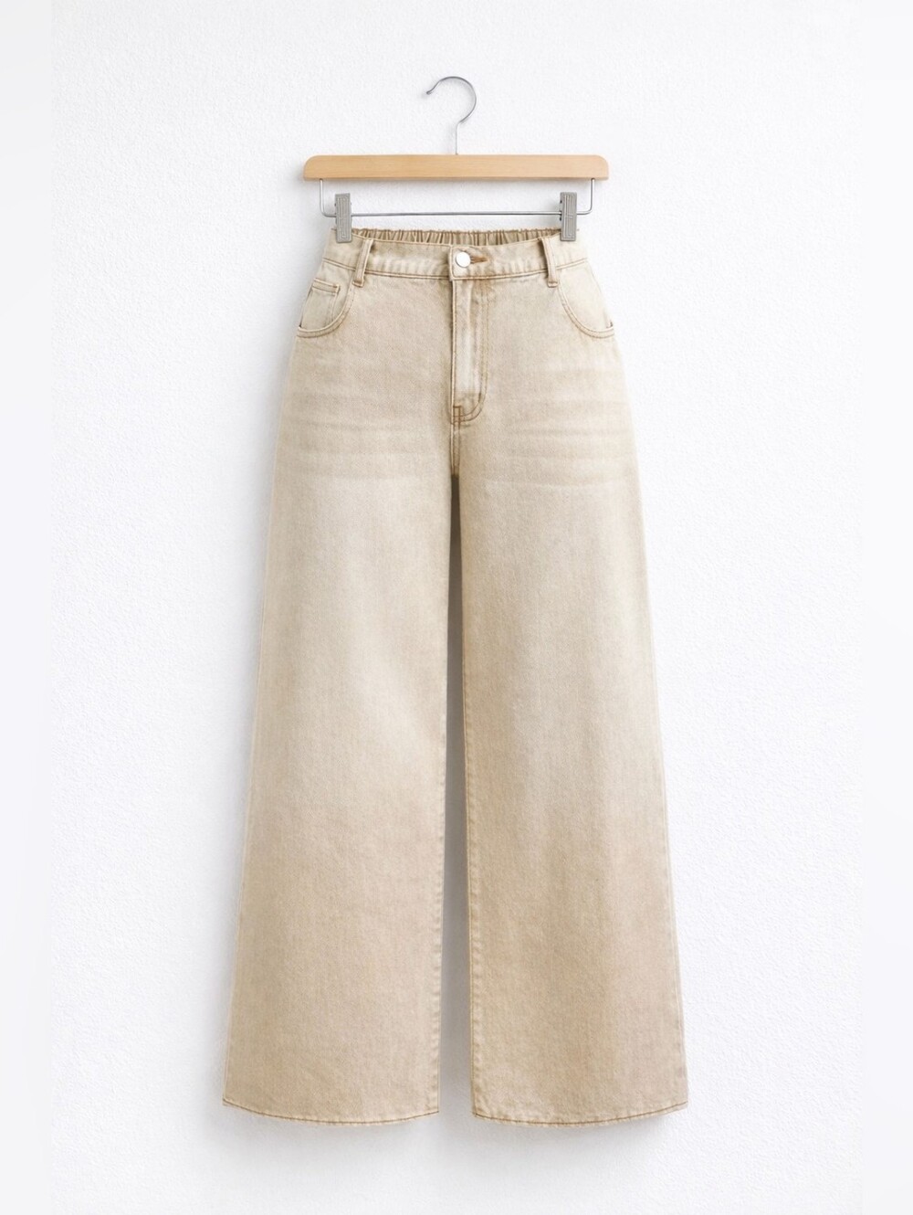 SHEIN Neutral Beige Wide-Leg High Waist Jeans